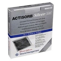 Actisorb silver medicazione in carbone attivo con argento 10,5x10,5 cm 3 pezzi